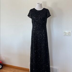 Adrianna Papell Black Sequin Maxi Dress size 12